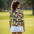 thumbnail image 5 of Uorisanigo Hawaiian Frangipani Womens Golf Shirt Quick Dry Casual Women's 3/4 Sleeve Athletic Golf Shirts Quarter Zip Workout Tops Comfortable Tennis Tops Workout Sports Size S, 5 of 7