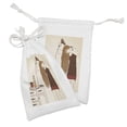 thumbnail image 2 of Feminine Fabric Pouch Set of 2, Hair Care Concept with a Girl in the Bathroom Self-care, Small Drawstring Bag for Toiletries Masks and Favors, 9" x 6", Beige Chocolate, by Ambesonne, 2 of 2