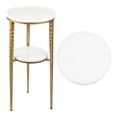 thumbnail image 3 of JONATHAN Y Seraphina 24.75" Industrial 2-Tier Metal Frame Drink Table and Decorative End Table with White Marble Round Top, Gold/White, END3004B, 3 of 5