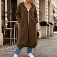 thumbnail image 5 of Long Hoodies for Women Full Zip Up Oversized Tunic Travel Sweatshirts Plus Size Long Sleeve Fleece Hoodie Jacket with Pockets, 5 of 8