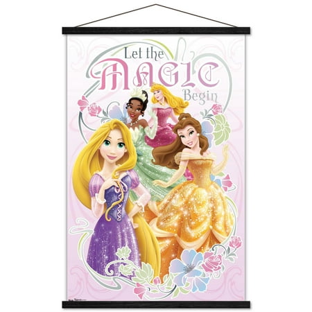 Disney Princess - Let the Magic Begin Wall Poster with Wooden Magnetic Frame, 22.375" x 34"