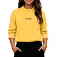 thumbnail image 2 of Girls Warm Undershirts Fleece Crew Neck Loose Fit Pullover Soft Long Sleeve Fall Winter Casual Outfits Yellow 3-4Years, 2 of 6