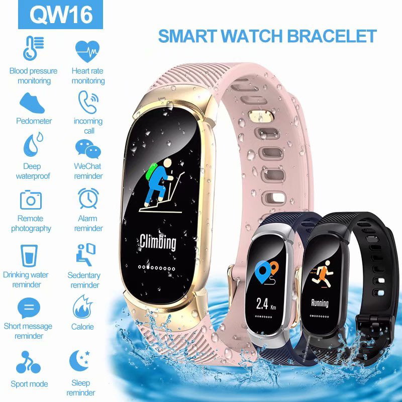 QW16 IP67 Waterproof Smart Watch Bracelet Heart Rate Monitor Blood Pressure  Oxygen Health Stopwatch Fitness Track Sports Sleep Monitoring Watch 