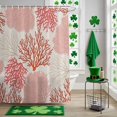 thumbnail image 5 of Coral Pink Red Shower Curtain Set with Hooks, Coastal Nautical Ocean Beach Waterproof Fabric Bathroom Curtains Decor Home Accessories,72 X 72 Inch Long, 5 of 9