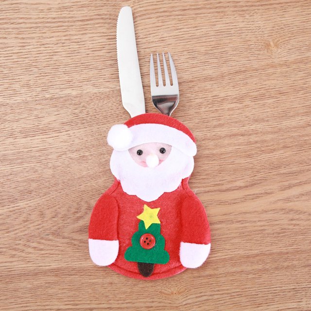 Christmas Spoon Fork Bag Silverware Tableware Holder Fork Bag Tableware Cutlery Holder Dining Table Xmas Decor - Style 3