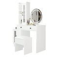 thumbnail image 2 of Tcbosik Makeup Dressing Table with USB Charging Station and 2 Drawers, Vanity Table with Stool and 3 Color Lighted Mirror for Bedroom, White, 2 of 8