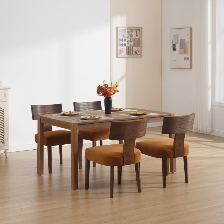 Guyou Farmhouse Dining Chair Set of 4, Linen Upholstered Kitchen  display picture 1
