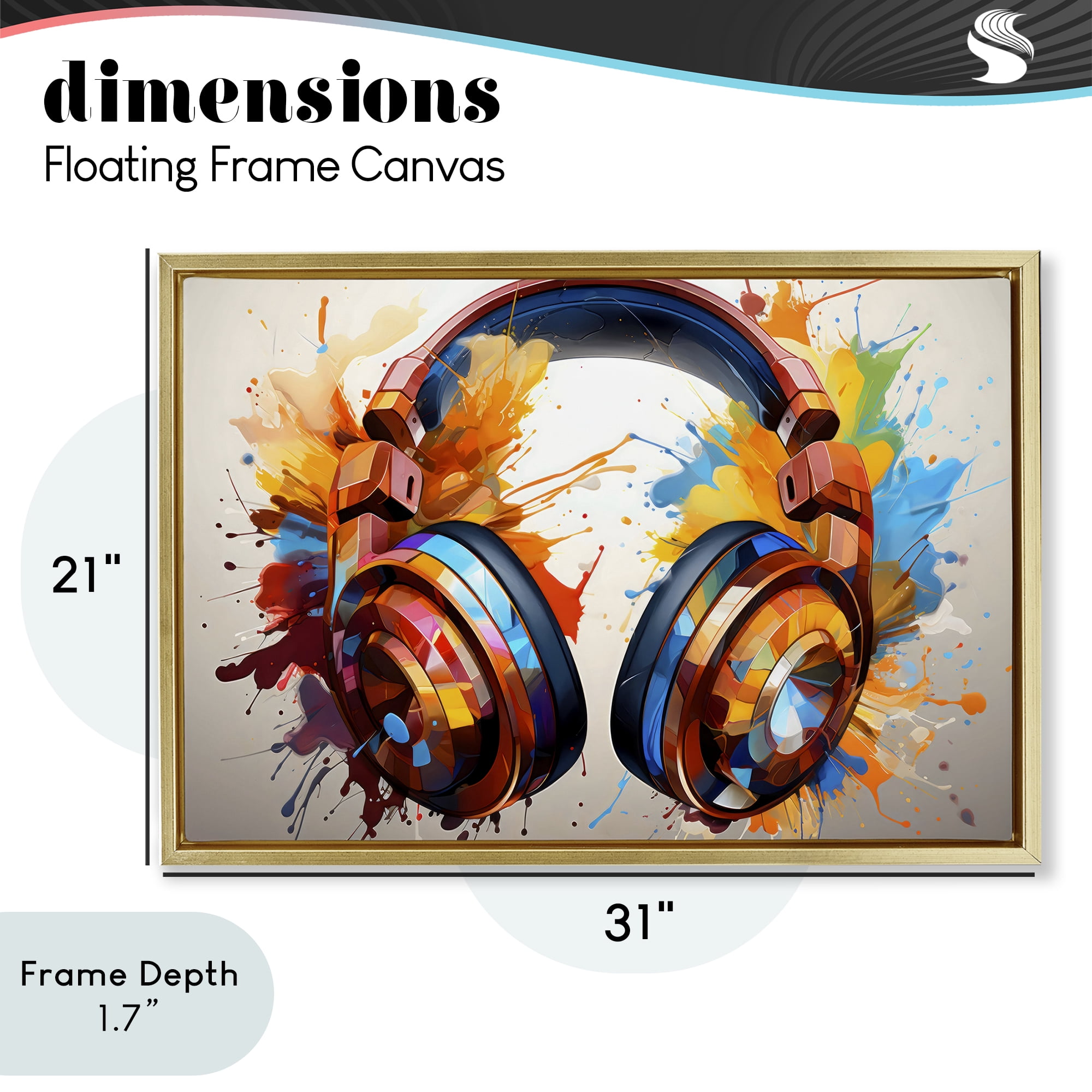 Stupell Industries Music In Color Splatter Gold Framed Floater Canvas Wall Art, design by Creative Studio