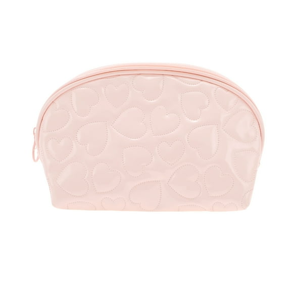 Unique Bargains 1 Pc Shell Shape Heart Makeup Bag Pink PU