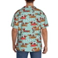 thumbnail image 3 of Sikiie Dachshund Christmas Play Men's Cuban Shirt, Hawaiian Shirts, Business Casual Button Down Shirts, Short Sleeve Shirt-Large, 3 of 5