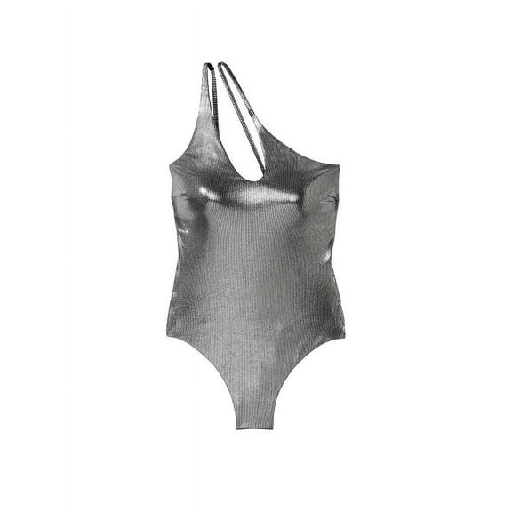 NEW VICTORIA'S SECRET Cut Out Metallic One Shoulder One Piece Swimsuit Foil Medium