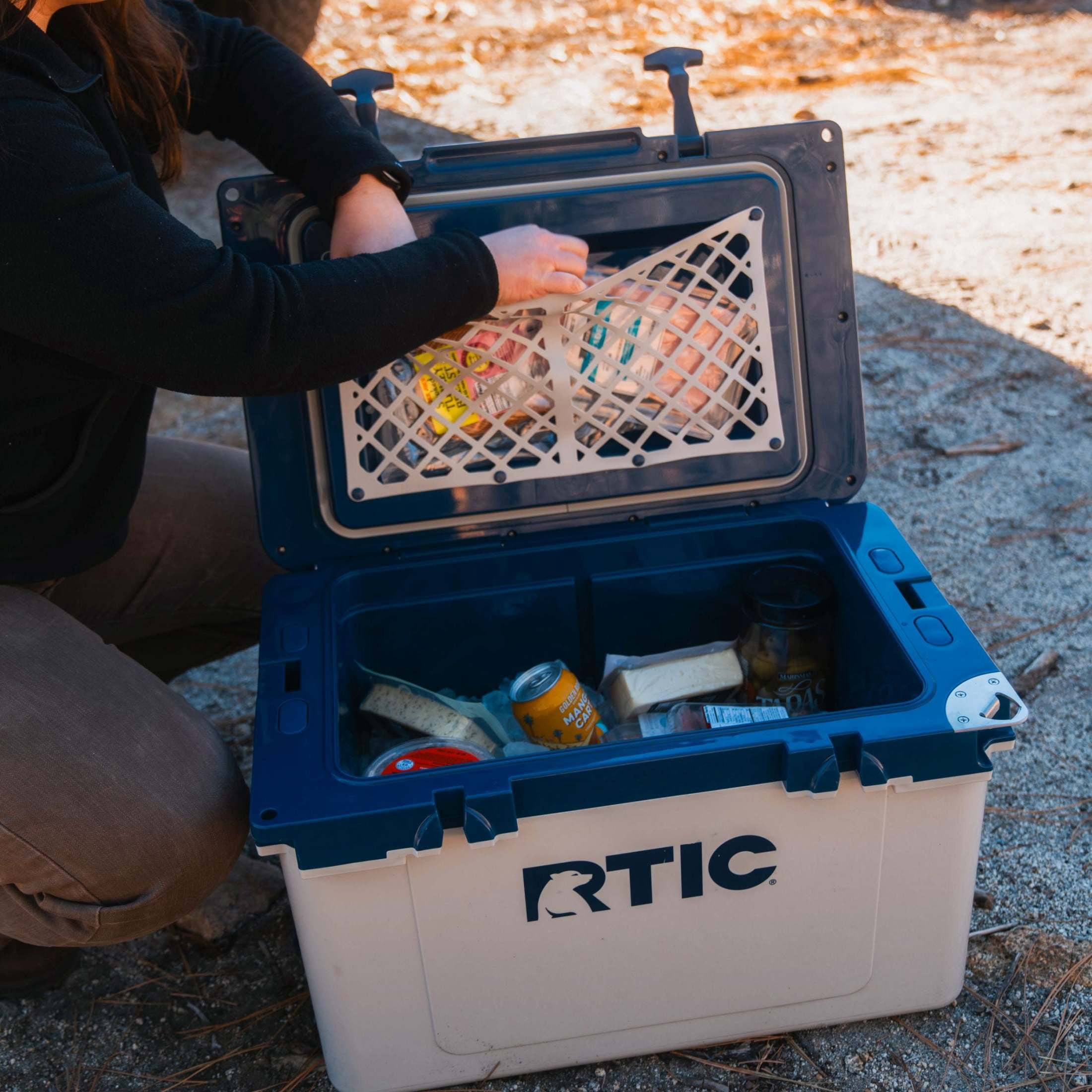 RTIC 32 QT Hard-Sided Ice Chest Cooler, Ultra-Light, Fits 48 Cans, Cool Grey & Navy