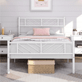 thumbnail image 2 of Renwick Justice Twin Size Metal Platform Bed with Arrow Design, Adult, White, 2 of 8