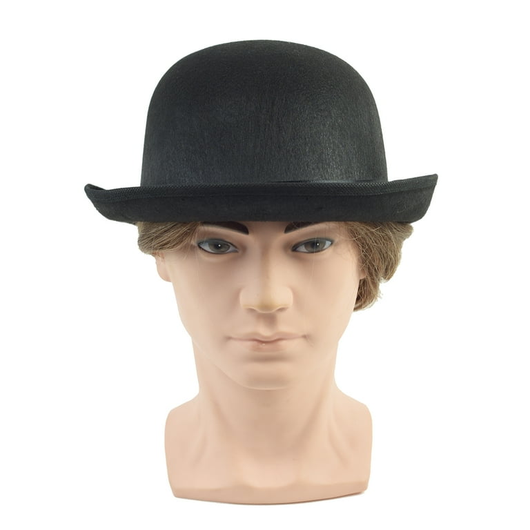 Black Felt Bowler Derby Hat Victorian Brim Cap Prop Steampunk Costume Accessory Black Felt Bowler Derby Hat Victorian Brim Cap Prop Steampunk Costume Accessory