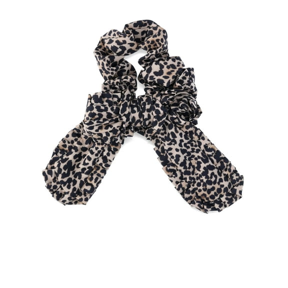 No Boundaries Ruffle Edge Bow Hair Tie, Brown Multi