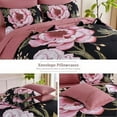 thumbnail image 4 of Floral King Comforter Set 7 Pieces Bed in a Bag, Pink Flower Print on Black Bedding Set, Soft Reversible Comforter with Sheet Set 104"x90", 4 of 7