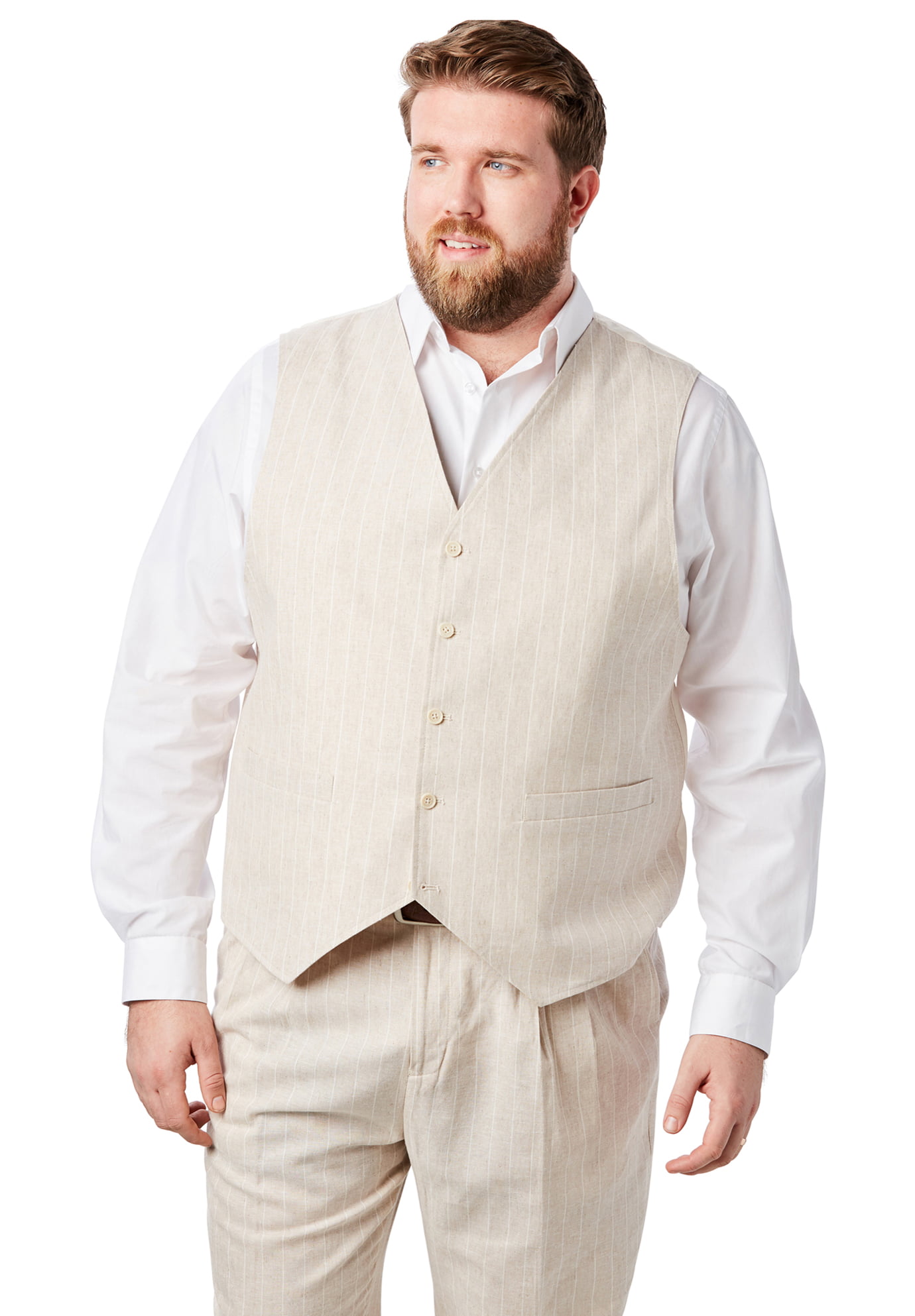 Kingsize Island Collection Mens Big /& Tall Linen Blend 5-Button Suit Vest