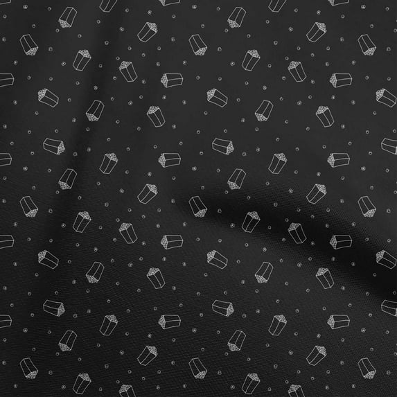 oneOone Cotton Cambric Black Fabric Retro Popcorn Sewing Fabric By The Yard Printed Diy Clothing Sewing Supplies 42 Inch Wide
