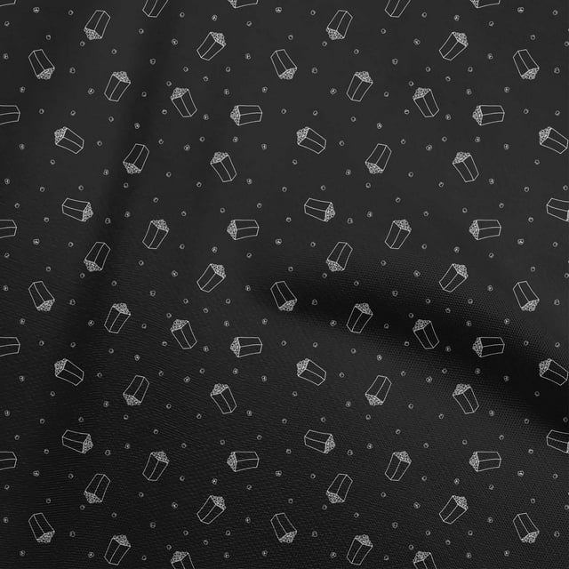 oneOone Cotton Poplin Black Fabric Retro Popcorn Dress Material Fabric Print Fabric By The Yard 42 Inch Wide