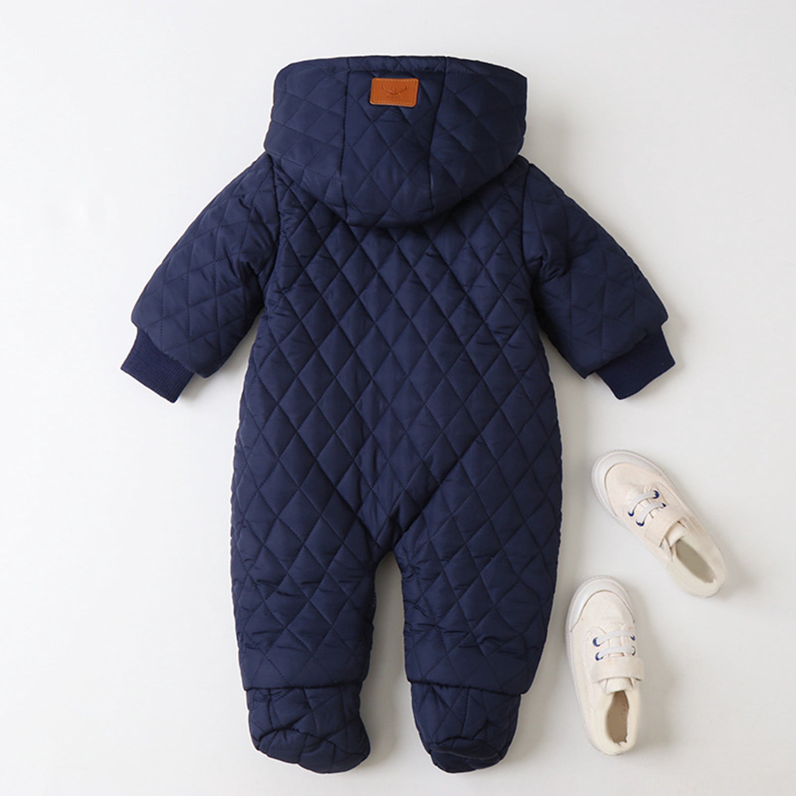 Povozer Toddler Snowsuit Baby Boys Girls One Piece Winter Outfit Infant Ski Suit(Blue,9-12M)