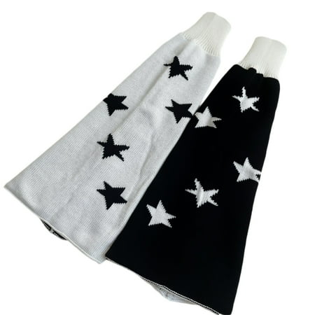 

CHAOMA Women Gothic Autumn Knit Leg Warmer Socks Japanese Harajuku Star Jacquard Reversible Flared Baggy Foot Cover Streetwear