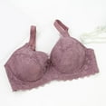thumbnail image 3 of GEWSEY Sexy Lace Bras for Women Push Up V Neck Wireless Lined Comfort Bralettes Support Comfort Everyday Mesh Seamless Bra (Purple, 40C), 3 of 4