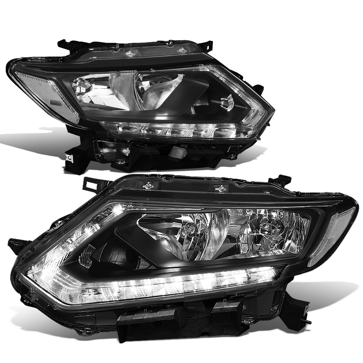 For 2014 to 2016 Nissan Rogue Pair Black Housing Clear Side LED DRL