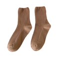 thumbnail image 2 of Naierhg Thermal socks 1 Pair Ladies Knitted Socks Short Tube Striped Solid Color Thick Stretch Keep Warm Autumn Winter Elasticity Sweat Absorption Socks Sports Wear Light Coffee, 2 of 8
