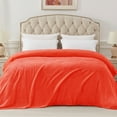 thumbnail image 2 of Exclusivo Mezcla Twin/Twin XL Size Flannel Fleece Velvet Plush Bed Blanket as Bedspread, Coverlet, Bed Cover (90"x66", Coral Orange), 2 of 10
