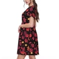 thumbnail image 2 of Honeii Beautiful Maple Leaf Lantern Print Women’s Short Sleeve Dress, Comfortable Casual Dress, Soft Polyester Spandex Blend, Stylish Everyday Wear for Summer, Perfect for Travel and Vacation, 2 of 6