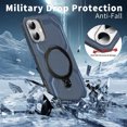 thumbnail image 6 of Compatible WIth iPhone 16 Phone Case,With Contractile Ring Kickstand,Support MagSafe,Military Grade Shockproof Anti-fall Anti-Scratch Rugged Heavy Duty Phone Case Cover,Darkblue, 6 of 6