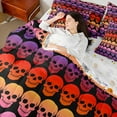 thumbnail image 4 of Manfei Abstract Skull 7-Piece Twin Bedding Sets,Bling Glitter Bedding Comforter Set,Gradient Ombre Breathable Sheet Sets,Microfiber Gothic Room Decorative,Reversible, 4 of 7