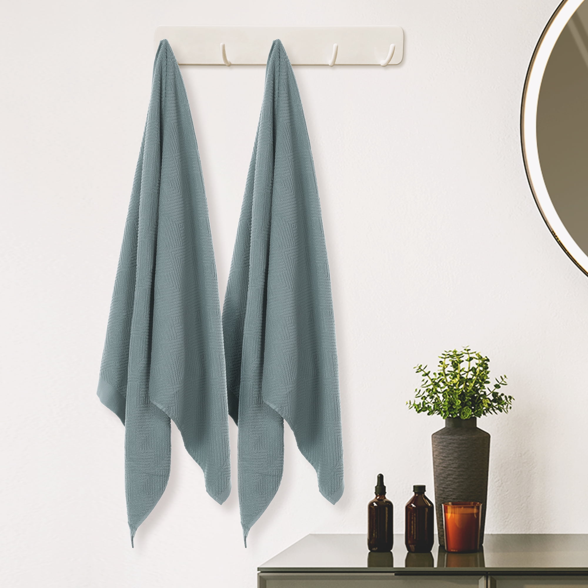 Unique Bargains 4 Pcs Cotton Bath Towels Lightweight Towels for Bathroom Dark Grey