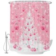 thumbnail image 2 of Shower Curtains for Bathroom, Pink Christmas Balls Waterproof Fabric Shower Curtain, Xmas Tree Snowflake Decorative Bathroom Curtain for Bathtub, 36"x72", No Hooks Included, 2 of 9