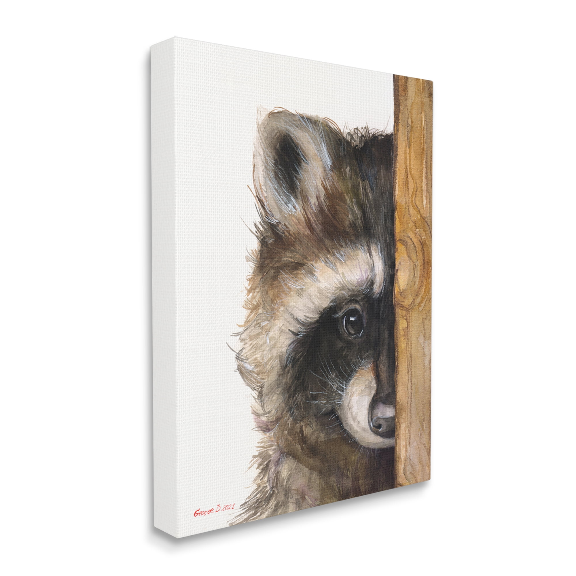 Stupell Industries Raccoon Detailed Fur Looking Animal Portrait Illustration Painting Gallery Wrapped Canvas Print Wall Art, Design by George Dyachenko