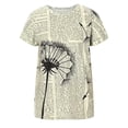 thumbnail image 5 of QHWAUAKFBN T Shirts For Women Loose Fit Shirt Short Sleeve Flower Printed Round Neck Elegant Loose Soft Blouse Tshirts Top, 5 of 5