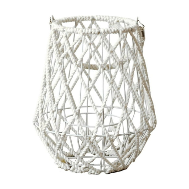 Candelabro colgante con forma de farol, jaula de alambre de cuerda tejida, decoración de mesa vintage, decoración bohemia para el hogar, para bodas, Altura 28cm