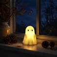 thumbnail image 3 of Halloween Night Light, Mini Glowing Ghost Decoration, Funny Whimsical Holiday Ornament, Cute Resin Tabletop Decor for Nightstands, Bookshelves, Mantels and Desks, Halloween Home Decor Gift, 3 of 7