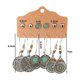 thumbnail image 3 of 6 pares de pendientes colgantes, joyería de moda para mujeres y niñas, pendientes bohemios de estilo nacional vintage con hojas de turquesa, pendientes de perlas y plumas, regalos, 3 of 4
