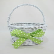 Way To Celebrate Green Bow White Basket