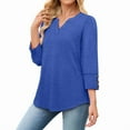 thumbnail image 2 of Ronuti Womens Tops 3/4 Length Sleeve With Button Cuffs Blouses Dressy Casual V Neck Summer Outfits Early Fall Fashion Clothes 2025, 2 of 7