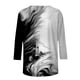 thumbnail image 5 of ICHUANYI Clearance Women's Fashion Printed Loose T-shirt 3/4 Sleeves Blouse Round Neck Casual Tops(White, M) ICHUANYI WER2023081110462, 5 of 5