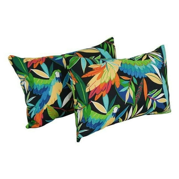 Blazing Needles 9911-S2-REO-48 12 x 20 in. Rectangular Spun Poly Throw Pillows, Tucuman Ebony - Set of 2