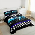 thumbnail image 4 of Feelyou Futuristic Race Car Bedding Comforter Set, Blue Cartoon Automobile Twin Comforter Sets, Teens Kids Boys Girls Reversible Bedding Set, Super Cozy Room Decor, 2 Pieces, 4 of 9