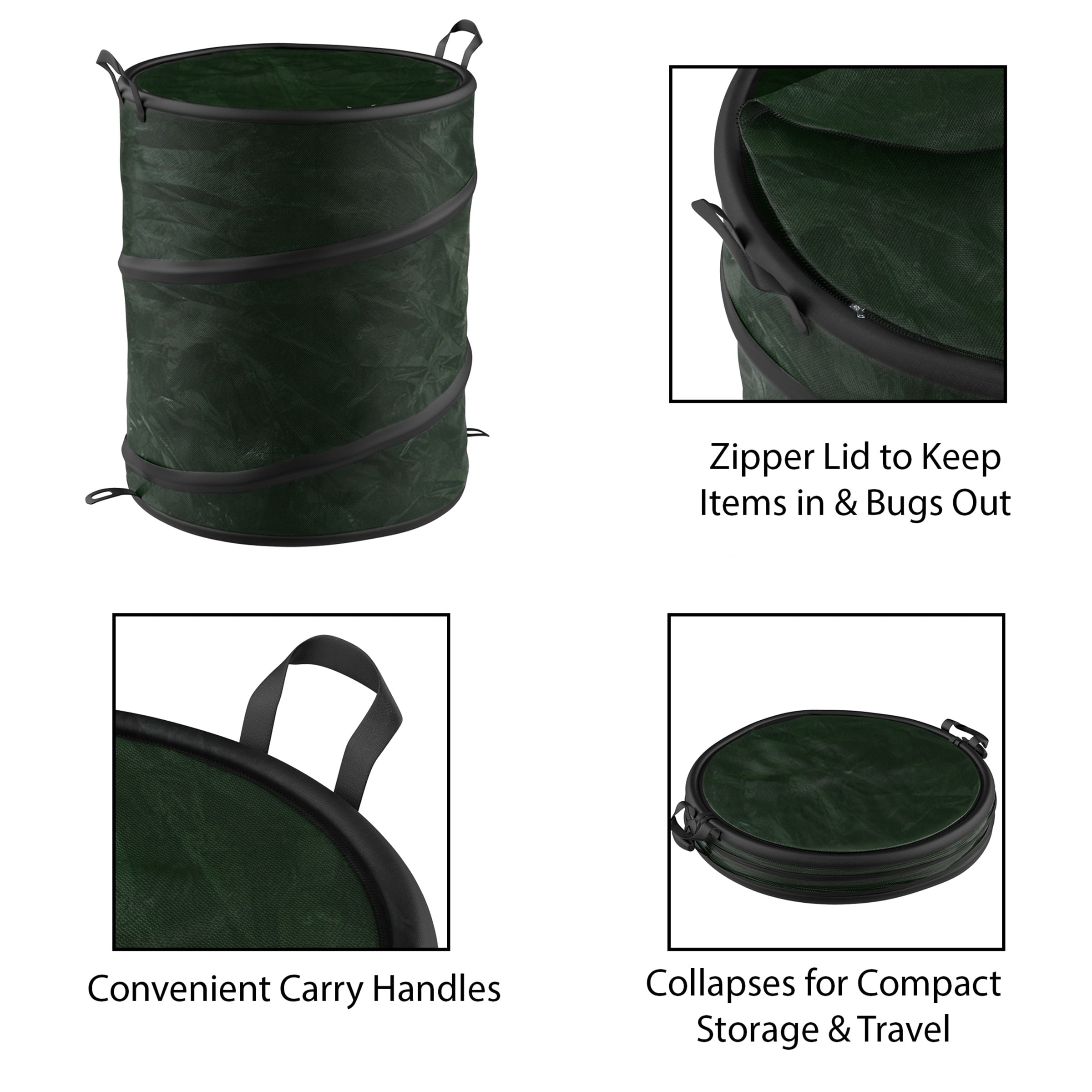 Wakeman 29.5-Gallon Pop Up Outdoor Garbage Can - Collapsible Trash Can for Parties, Yard Waste, or Laundry - Camping Accessories