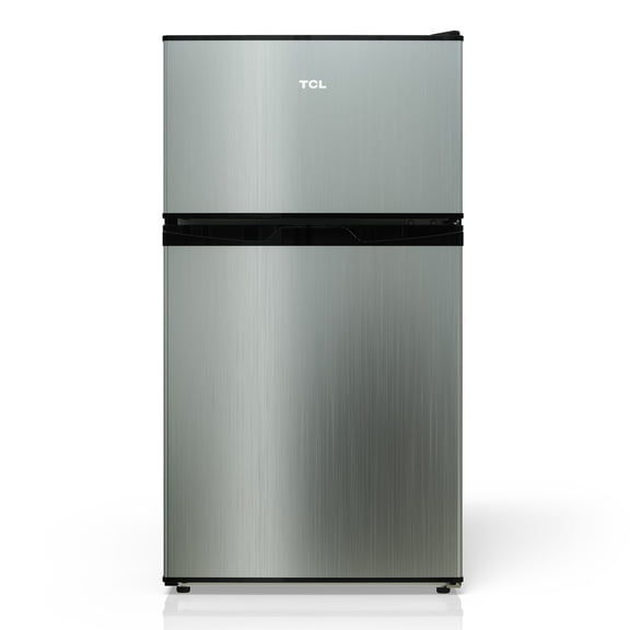 TCL 3.1 Cu. Ft. Compact Double Door Refrigerator in Silver, TRM31D4AV