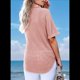 thumbnail image 3 of Camiseta de Gofre con Cuello en V y Corta para Mujer, Rosa Oscuro, Talla L, 3 of 4