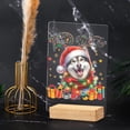 thumbnail image 4 of Merry Christmas Santa Siberian Husky Scarf Twinkling Lights Xmas Holiday Acrylic Plaque Sign Ashwood Base Husky Dog Lover Gifts Home Desk Decor - 00022, 4 of 5