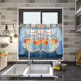 thumbnail image 4 of Yayeee Kitchen Curtains Tier Pair Light Filtering 27"x24" Rod Pocket Short Cafe Window Panel, Blue Goldfish, 4 of 7