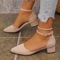thumbnail image 2 of TIEVOSA High HeeLED Shoes Female Design Thick Heel Not Tired Feet One Word Buckle Strap Middle Heel Women's Shoes, 2 of 9